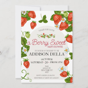 Invitation Baby Shower Fraise Sucré aux Fruits Rouges