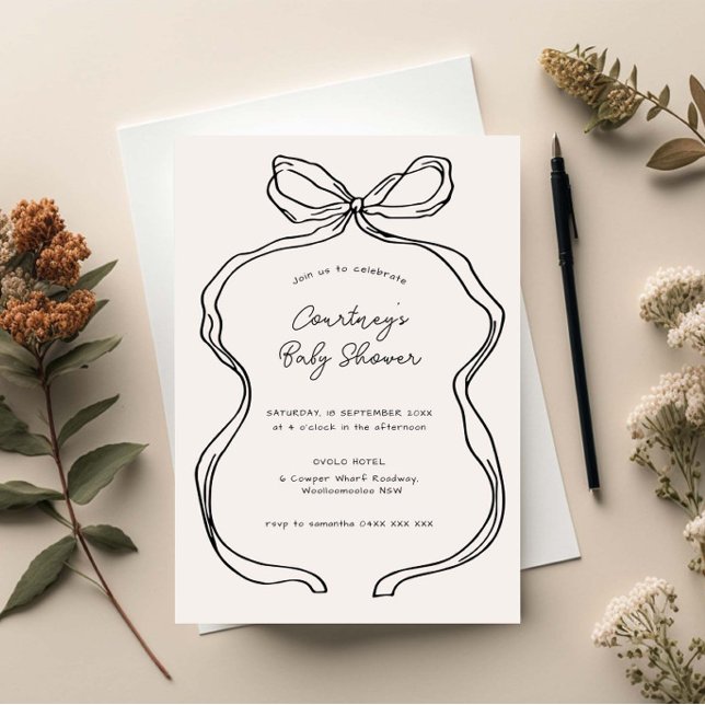 Invitation Baby shower frontalier en ruban lunaire (Créateur téléchargé)