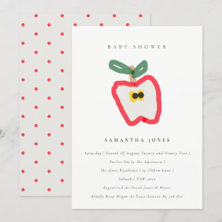 Invitation Baby shower Fruit Pomme dessiné à la main pour enf