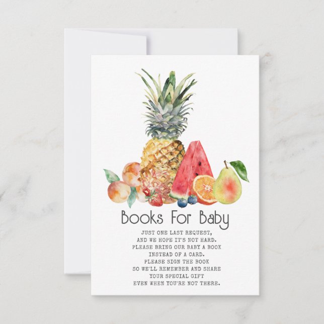 Invitation Baby shower Fruit Réservez Les Livres Pour Bébé (Devant)