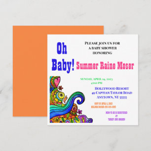 Invitation Baby shower FUNKY, Neutre sur le genre,