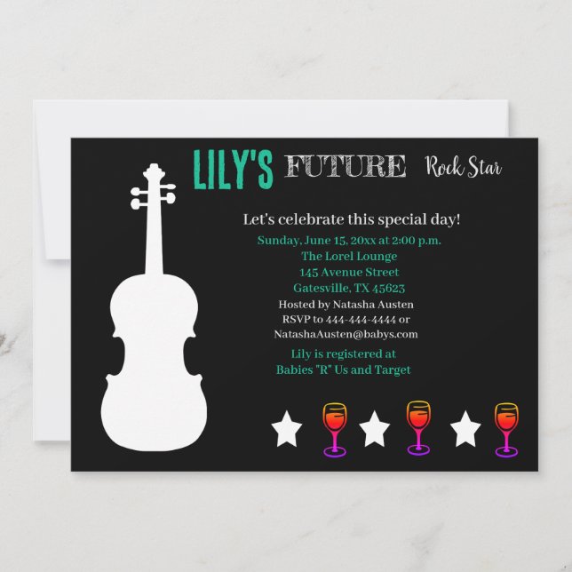 Invitation Baby shower Futur Rocker (Devant)