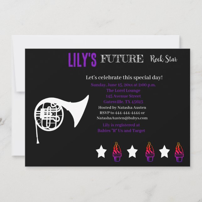 Invitation Baby shower Futur Rocker (Devant)
