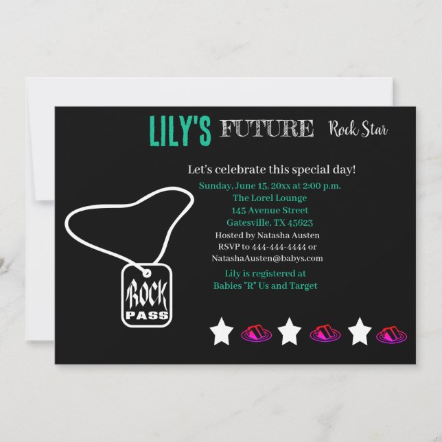 Invitation Baby shower Futur Rocker (Devant)