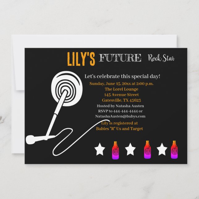 Invitation Baby shower Futur Rocker (Devant)