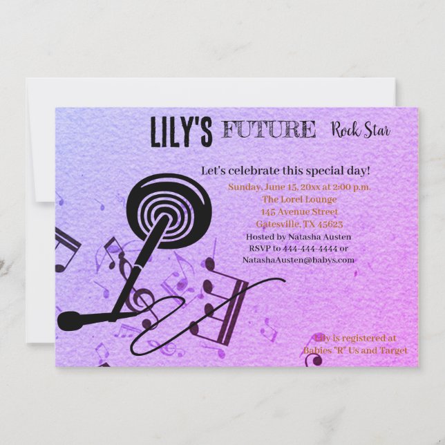 Invitation Baby shower Future Rock Star (Devant)