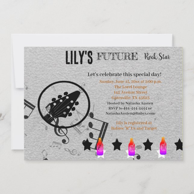 Invitation Baby shower Future Rock Star (Devant)