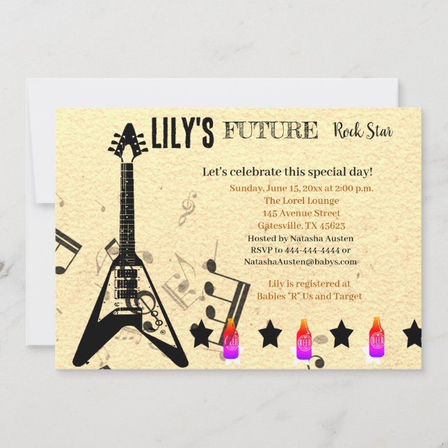 Invitation Baby shower Future Rock Star (Devant)