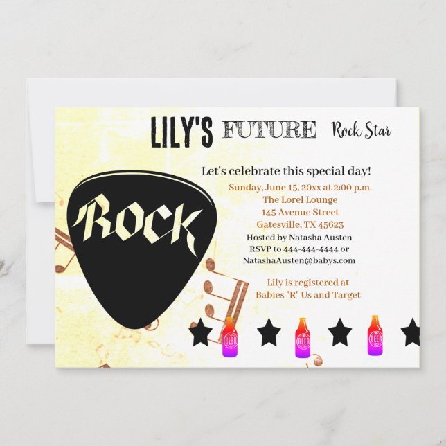 Invitation Baby shower Future Rock Star (Devant)