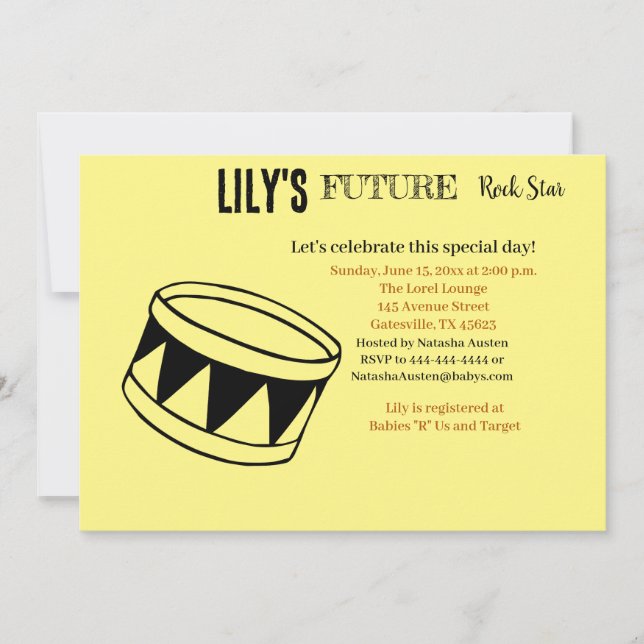 Invitation Baby shower Future Rock Star (Devant)