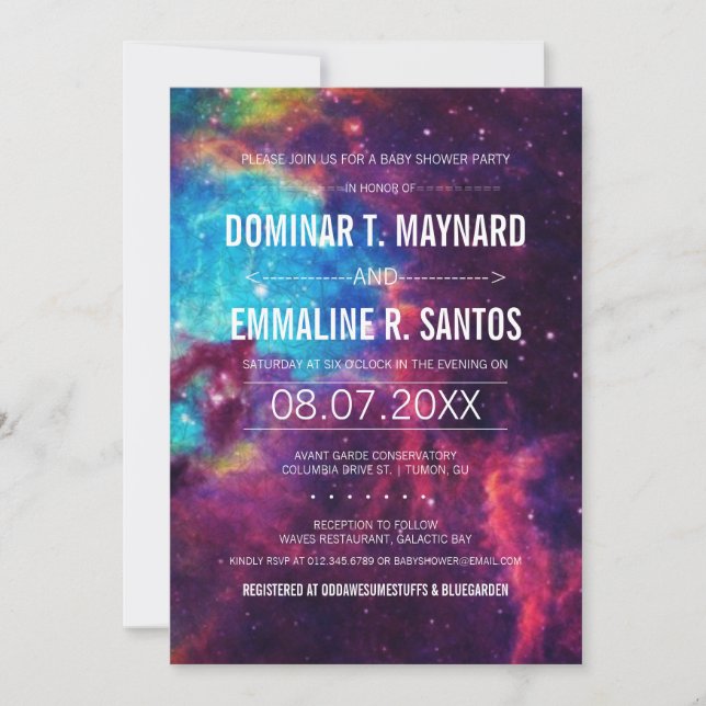 Invitation Baby shower Galaxy Couple (Devant)