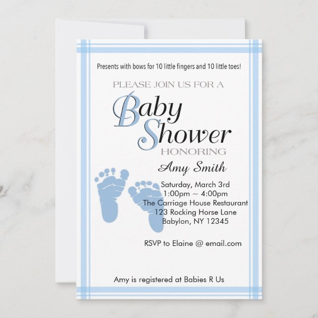 Invitation Baby shower - Garçon (Devant)