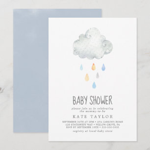Invitation Baby shower Garçon à nuage de pluie