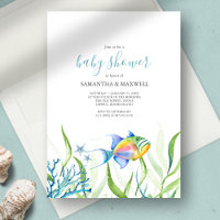 Baby shower Garçon Aquarelle Cute Poisson