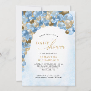 Invitation Baby shower Garçon Arch Bleu et Or