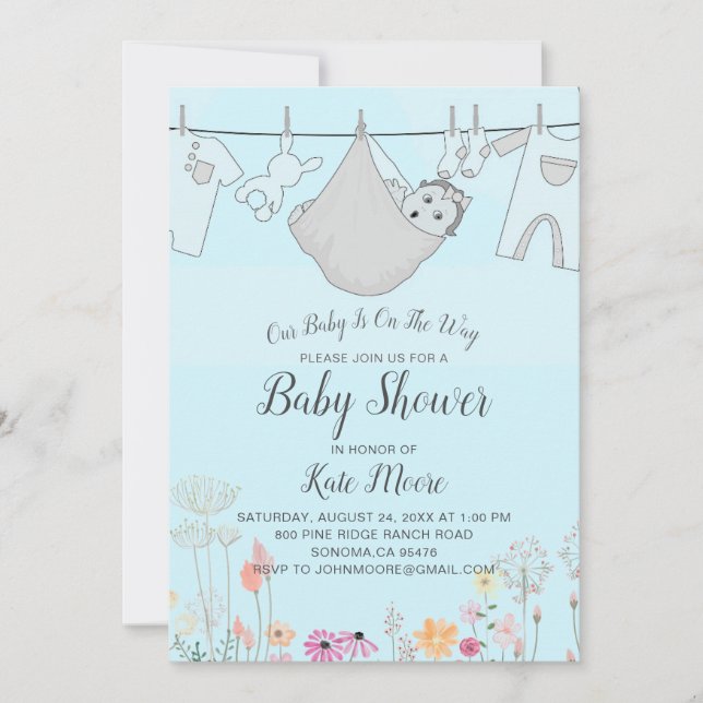 Invitation Baby shower garçon | Baby Bundle (Devant)