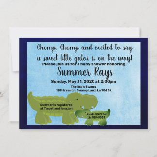 Invitation Baby shower garçon, Baby shower Alligat