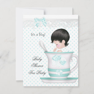 Invitation Baby Shower Garçon Bleu Bébé Tasse à Thé