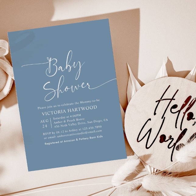 Invitation Baby shower garçon bleu Dusty (Créateur téléchargé)