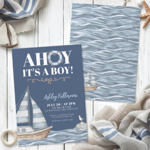 Invitation Baby Shower Garçon Bleu Marin