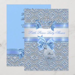 Invitation Baby shower Garçon Bleu Petit Prince Couronne 2