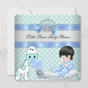 Invitation Baby Shower Garçon Bleu Sarcelle Couronne Girafe