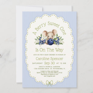 Invitation Baby Shower Garçon Bleuet Sucré aux Fruits Rouges