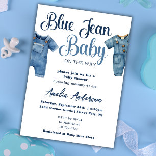 Invitation Baby shower garçon Blue Jean Denim