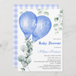 Invitation Baby shower garçon Blue Oh