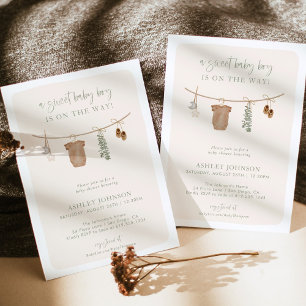 Invitation Baby shower garçon   Boho Baby shower B
