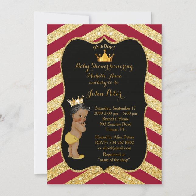 Invitation Baby shower GARÇON, chevalerie de style Chevron do (Devant)
