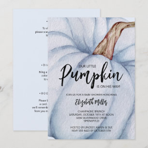 Invitation Baby shower Garçon Citrouille bleu tout en un