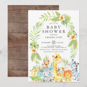 Invitation Baby shower garçon de la Jungle mignonn