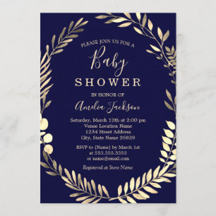 Invitation Baby shower Garçon de la Marine Gold Watercolor Wr