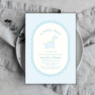 Invitation Baby Shower Garçon Dinosaure Préhistorique Bleu Pa