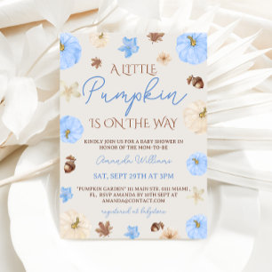 Invitation Baby shower garçon Dusty Blue Citrouille