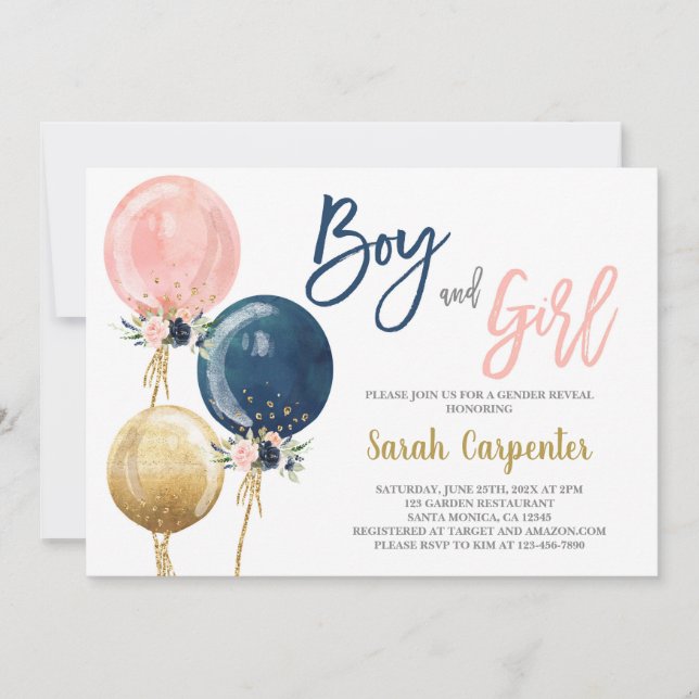 Invitation Baby shower garçon et fille (Devant)
