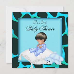 Invitation Baby Shower Garçon Imprimé Animal Afro-Américain