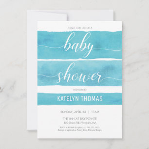 Invitation baby shower, Garçon, Invitation aquarel