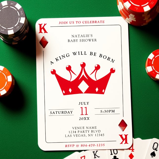 Invitation Baby shower garçon King of Diamonds Casino Poker C (King of Diamonds Casino Poker Card Boy Baby Shower
)