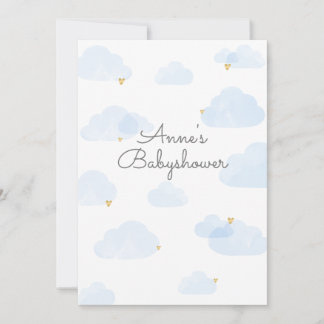 Invitation baby shower garçon nuages bleu clair