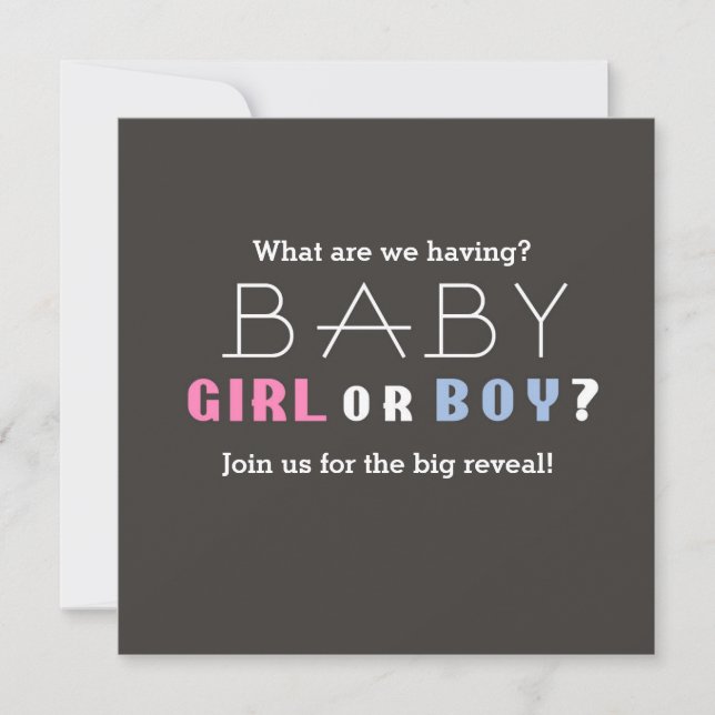 Invitation Baby shower Garçon ou fille Fête de révélation de  (Devant)