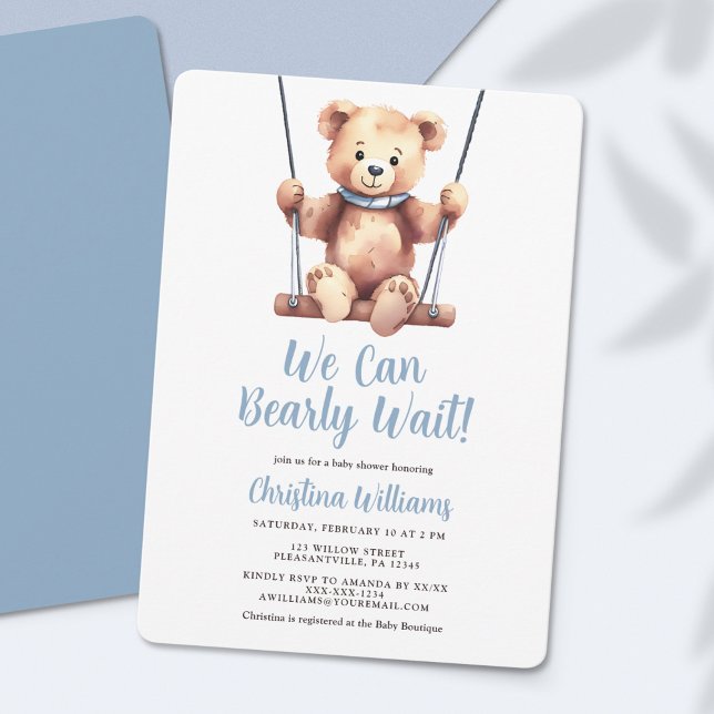 Invitation Baby shower Garçon Ours Bleu (Créateur téléchargé)