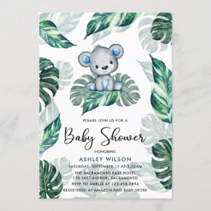 Invitation Baby shower Garçon ours d'aquarelle