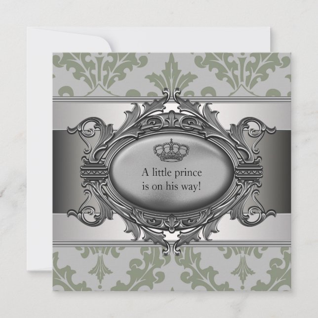 Invitation Baby shower Garçon Petit Prince de la Couronne Dam (Devant)