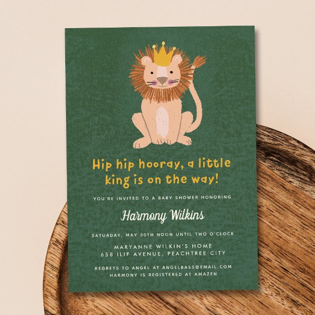 Invitation Baby shower Garçon Petit Roi Vert (Créateur téléchargé)