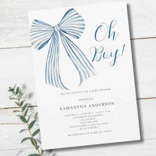 Invitation Baby Shower Garçon Ruban Bleu