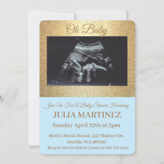 Invitation Baby shower garçon - Sonogramme