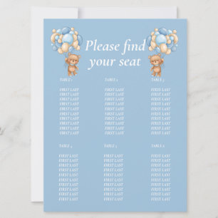 Invitation Baby Shower Garçon Teddy Ballon Tableau graphiqu