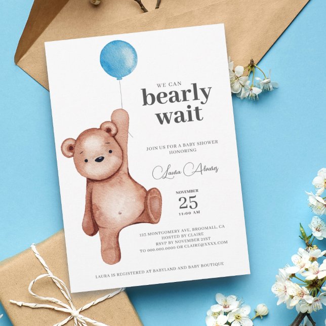 Invitation Baby shower Garçon Teddy Bear (Créateur téléchargé)